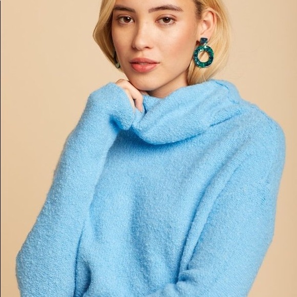 FREE PEOPLE | STORMY DUSTY BLUE BOHO FUZZY SWEATER - Picture 3 of 5